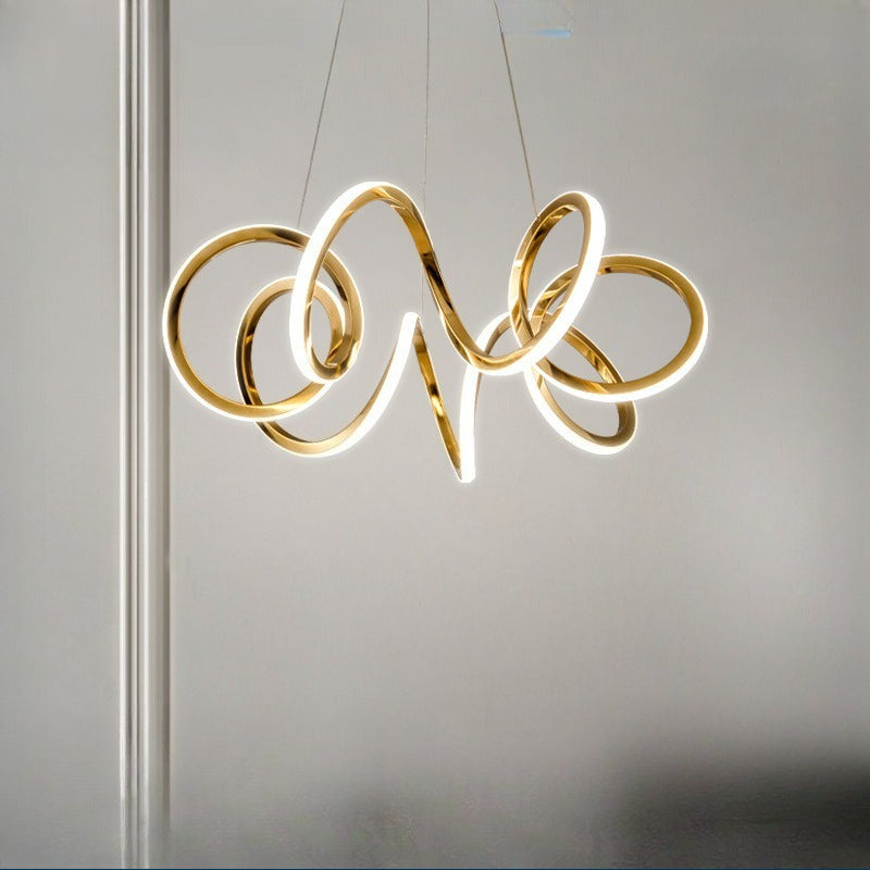 HEIKESZ Spring Ring Chandelier Modern Luxury Stainless Steel Art Light for Living Room Bedroom Dining High End Designer