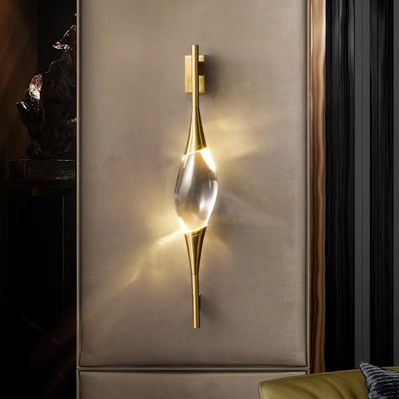 HEIKESZ Designer simple chandelier decoration all copper crystal lamp creative light luxury background wall living room dining room bedroom wall lamp light fixtures for celling light