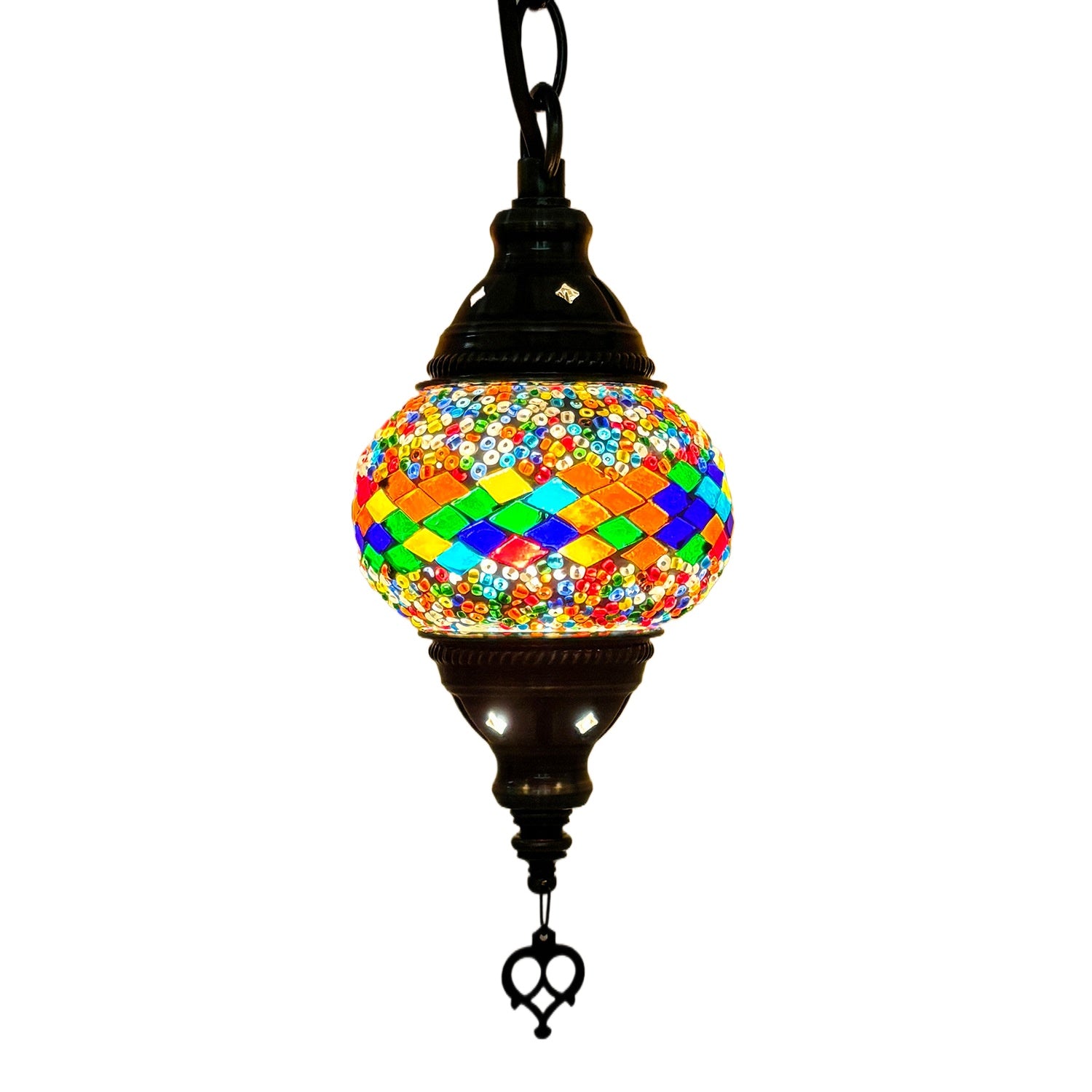 Turkish Classical Mosaic Ceiling Light Iron Art Single Pendant Lamp for Cafe Restaurant Hallway Lobby Luxury Decor