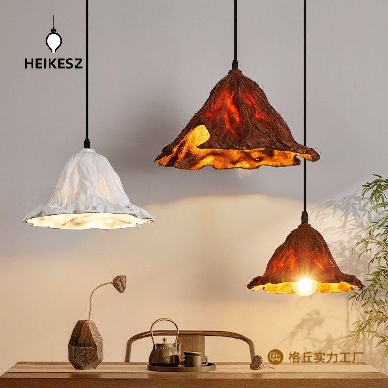 HEIKESZ New Chinese Style Lotus Ceiling Light Creative Artistic Dining Room Bar Pendant Lamp Vintage Retro Lighting for Tea House