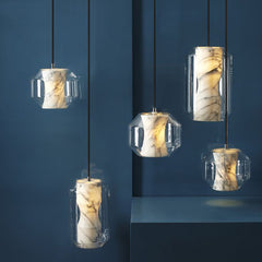 HEIKESZ Post-Modern Marble Glass Chandelier Creative Pendant Lamp for Bedroom Living Room Restaurant Club Ceiling Lights Decor