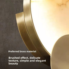 HEIKESZ Full copper wall lamp marble creative personality living room bedroom bedside aisle corridor post modern light luxury marble wall lamp lighting fixtures for celling lights