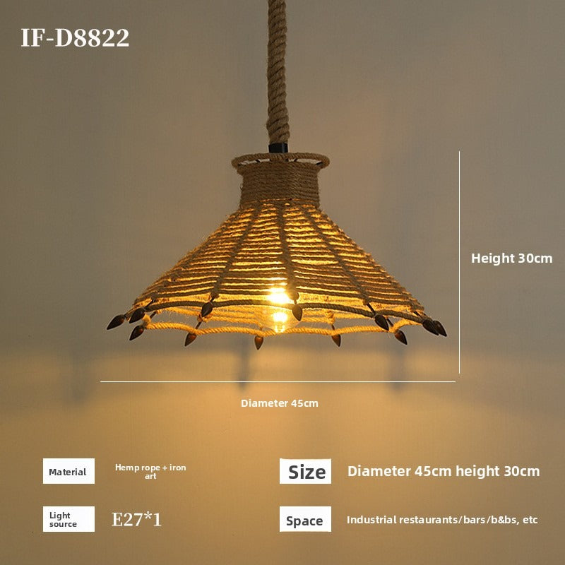 HEIKESZ Vintage Rope Ceiling Light Industrial Iron Pendant Lamp for Restaurant Bar Clothing BBQ Shop Retro Decor Commercial Lighting