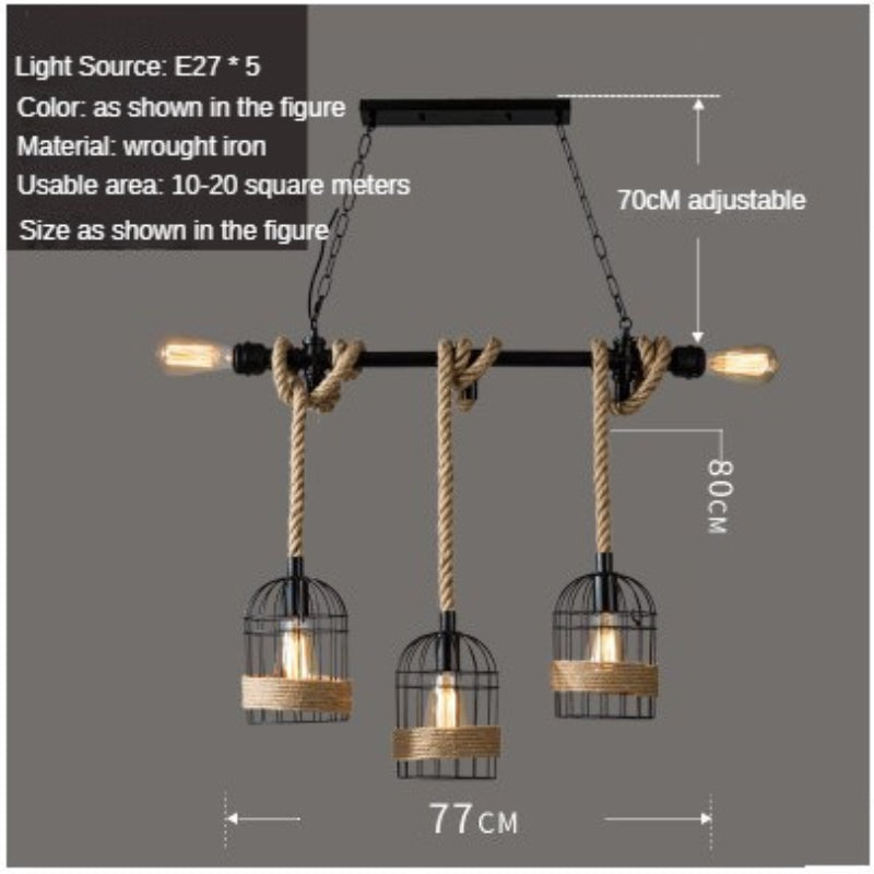 HEIKESZ American Industrial Style Water Pipe Pendant Lamp Restaurant Coffee Shop Creative Rope Light Bar Loft Retro Iron Art Pendant Lamp LED Light for Bedroom Night Aesthetic Room Lamp