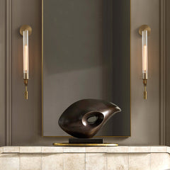 HEIKESZ Post-Modern Copper Wall Lamp Luxury Designer Light for Living Room Bedroom Entrance Modern Classical Bulb Fixture