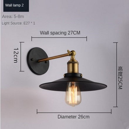 HEIKESZ American Retro Industrial Wind Wall Lamp Creative Lampshade Wall Lamp Restaurant Coffee Shop Aisle Light Adjustable Angle Wall Lamp LED Light for Bedroom Night Aesthetic Room Lamp