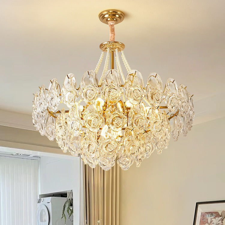 HEIKESZ French light luxury living room chandelier modern hall main light 2024 new creative cream wind rose dining room light lamp light fixtures for celling light