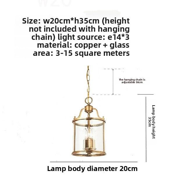 HAIKESZ Modern European Style Full Copper Ceiling Light for Dining Room Hallway Staircase Entrance Simple Luxury Chandelier