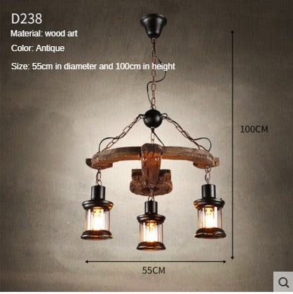 HEIKESZ American Retro Industrial Style Restaurant Coffee Shop Boat Wooden Chandelier Creative Bar Restaurant Box Nostalgic Wood Lamps LED Light for Bedroom Night Aestitic Room Lamp