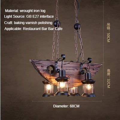 HEIKESZ American Retro Industrial Style Restaurant Coffee Shop Boat Wooden Chandelier Creative Bar Restaurant Box Nostalgic Wood Lamps LED Light for Bedroom Night Aestitic Room Lamp