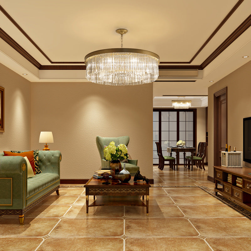 HEIKESZ Amazon cross-border American living room dining room bedroom round crystal chandelier atmosphere modern simple Zhongshan lighting lamp lighting fixtures for celling lighting