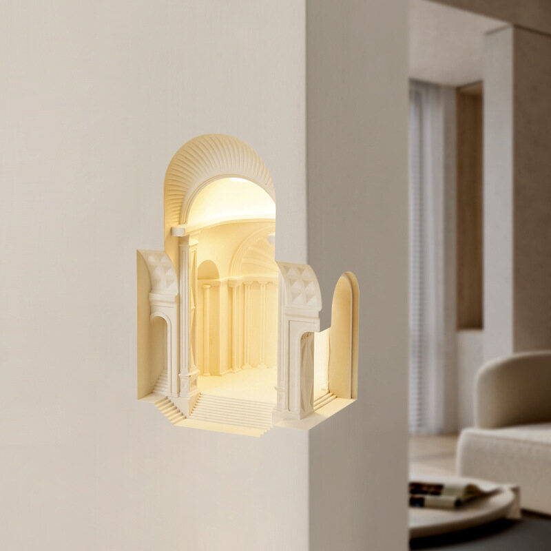 Creative Gypsum Lamp Embedded Stair Corner Bedroom Bedside Plaster Table Lamp Embedded in Wall Lamp Corridor Gypsum Lamp