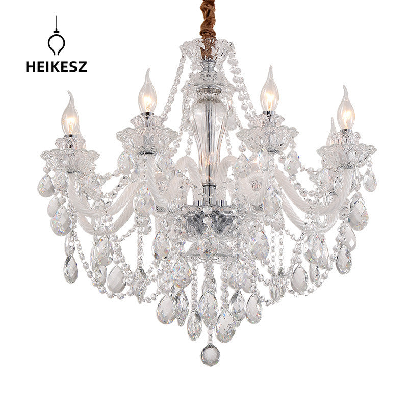 HEIKESZ French Chandelier Crystal Ceiling Light Modern Simple Living Room Bedroom Study European Restaurant Hotel Lobby Lighting Fixture