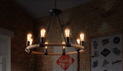 HEIKESZ American Country Double Layer Rope Ceiling Lamp Nordic Cafe Creative Lamps Retro Bedroom Chandelier american style retro outdoor indoor retro bedroom lamp american-style Industrial wind