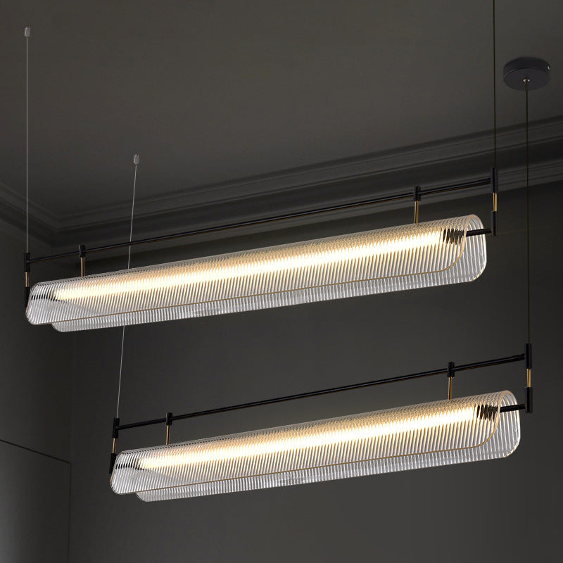 HEIKESZ Italian Minimalist Chandelier Creative Art Strip Light for Dining Room Bar Kitchen Island