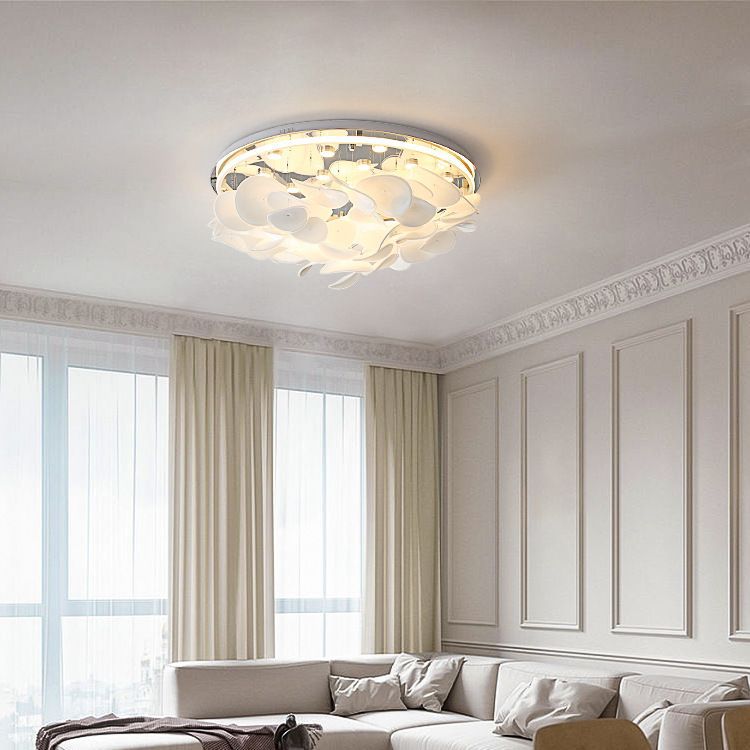 HEIKESZ Nordic Ceiling Lamp Modern Cream French Living Room Bedroom Light Creative Lotus Leaf Designer Dining Room Lamp