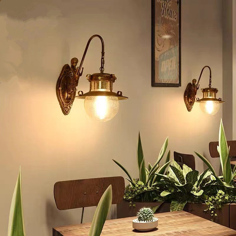 HEIKESZ Cross-Border American Retro Industrial Guest Restaurant Studio Aisle Corridor Tea Room Milk Tea Coffee Shop Bar Counter Wall Lamp LED Light for Bedroom Night Aesthetic Room Lamp