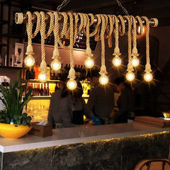HEIKESZ American Retro Rope Pendant Lamp LOFT Industrial Wind Creative Water Pipe Light Restaurant Restaurant Dining Table Cafe Bar Lamp LED Light for Bedroom Night Aesthetic Room Lamp