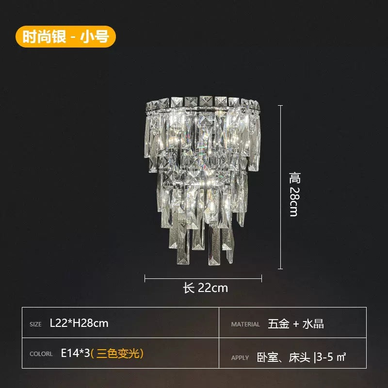 HEIKESZ Cross Border Luxury Crystal Wall Light Bedroom Nightstand Lamp French Sconce for Living Room Background Wall Ambience