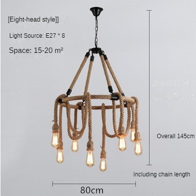 HEIKESZ Retro Industrial Wind Rope Pendant Lamp Restaurant Coffee Shop American Country Internet Coffee Clothing Store Snack Milk Tea Shop Pendant Lamp LED Light for Bedroom Night Aestitic Room Lamp
