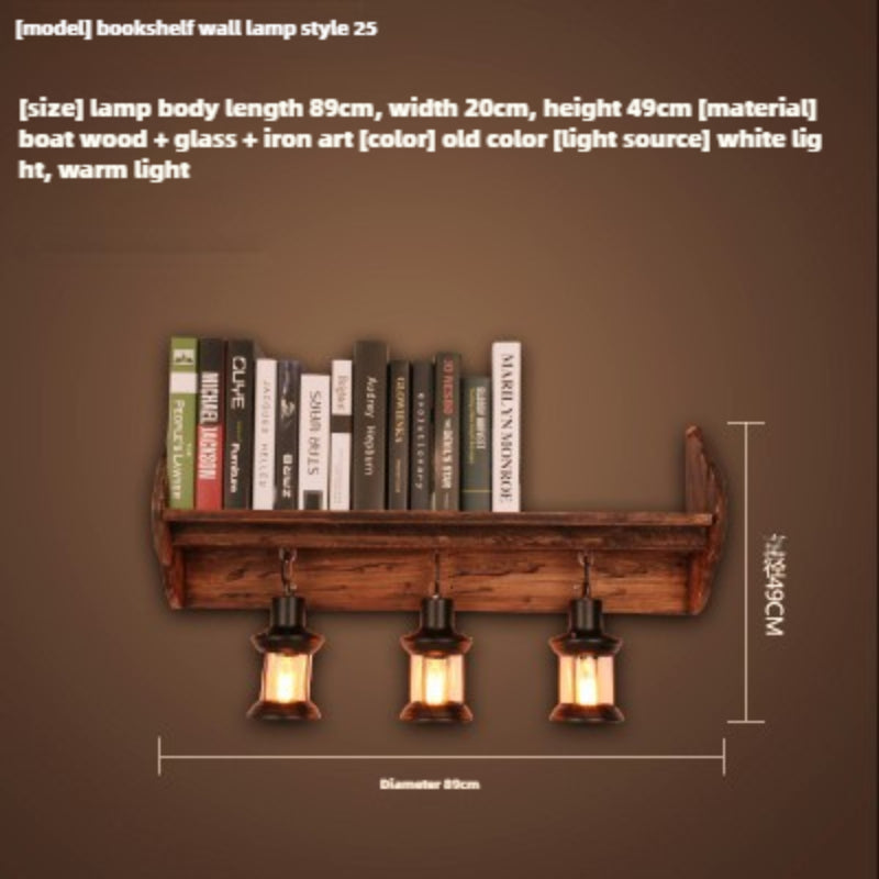 HEIKESZ American retro boat wood wall lamp restaurant store lamp loft industrial style creative bar counter aisle nostalgic lamp
