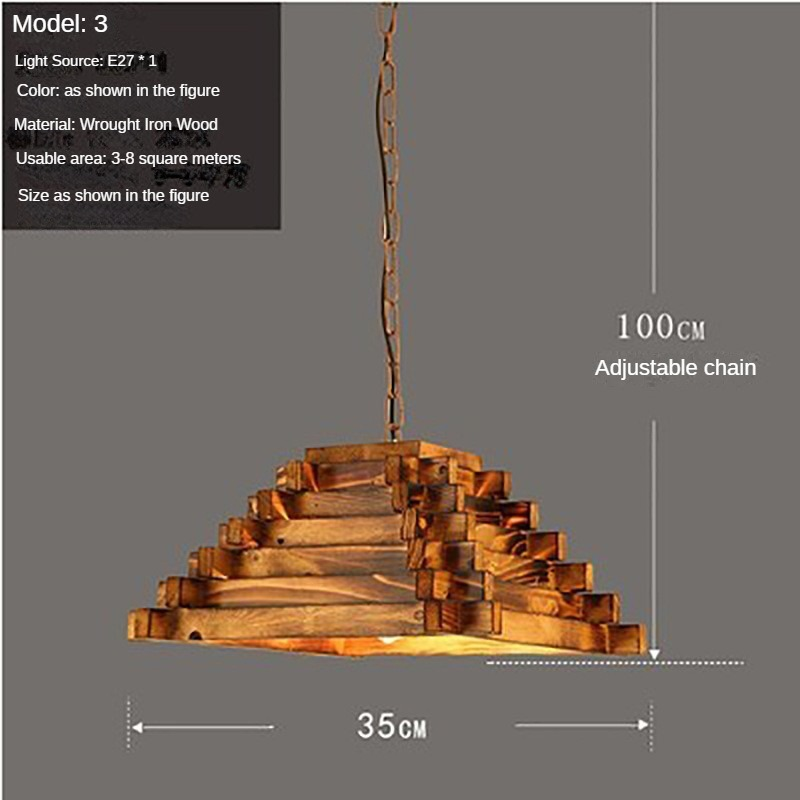 HEIKESZ American Retro Industrial Style Restaurant Coffee Shop Pub Bar Creative Wood Chandelier Cross-Border Solid Wood Bamboo Artwork Lamps LED Light for Bedroom Night Aesthetic Room Lamp