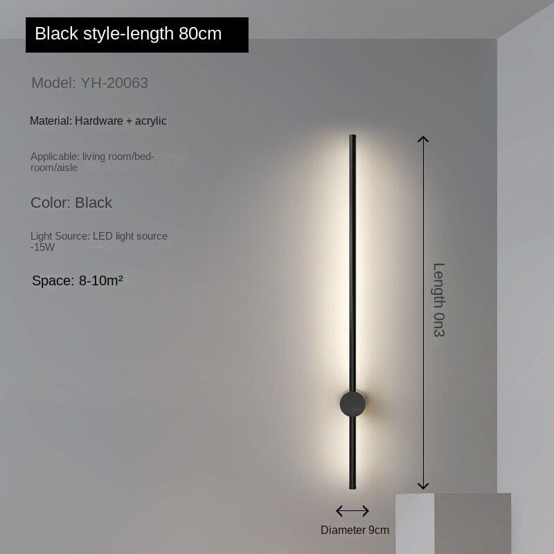 HEIKESZ Minimalist Long LED Wall Lamp Modern Nordic Light Luxury for Bedroom Living Room Hotel