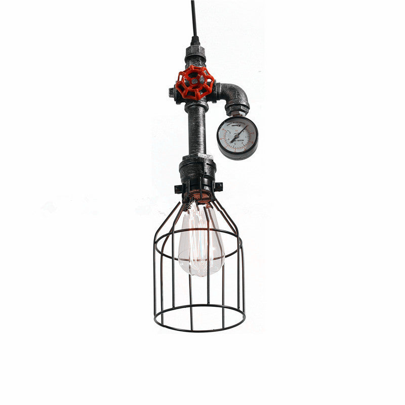 HEIKESZ American Retro Iron Art Pendant Lamp Creative Industrial Wind Iron Cage Lamp Restaurant Bar Corridors Hallway Lamps Water Pipe Light LED Light for Bedroom Night Aesthetic Room Lamp