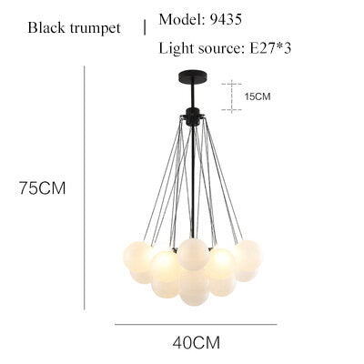 Nordic Light Luxury Glass Ball Chandelier Lamp in the Living Room Bedroom Light Model Room Lamp Clothing Store Modern Minimalist Dining Chandelier
