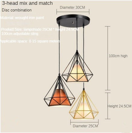 HEIKESZ Nordic Style Restaurant Chandelier Modern Minimalist Restaurant Dining Table Leisure Bar Creative Coffee Tea Shop Diamond Chandelier LED Light for Bedroom Night Aesthetic Room Lamp