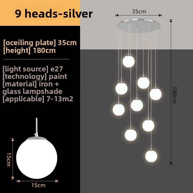 HEIKESZ Nordic modern simple revolving staircase long chandelier duplex building apartment high villa living room building middle floor chandelier lamp light fixtures for celling light