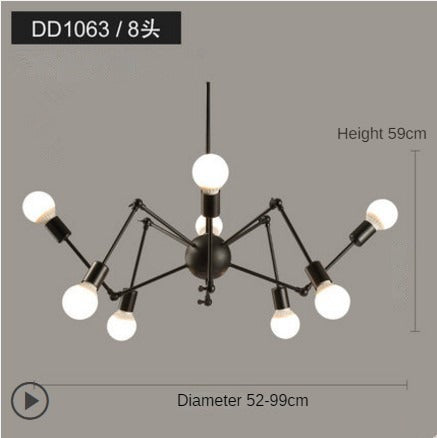 HEIKESZ Industrial Style Spider Chandelier Creative Personality Art Lamps Simple Retro Living Room Clothing Store Nordic Iron Droplight LED Light for Bedroom Night Aesthetic Room Lamp