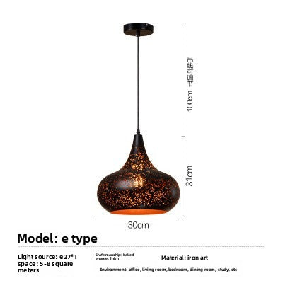 HEIKESZ Nordic Loft Retro Vintage Cafe Bar Pendant Light Wrought Iron Single Head Industrial Rustic Ceiling Lamp for Restaurant