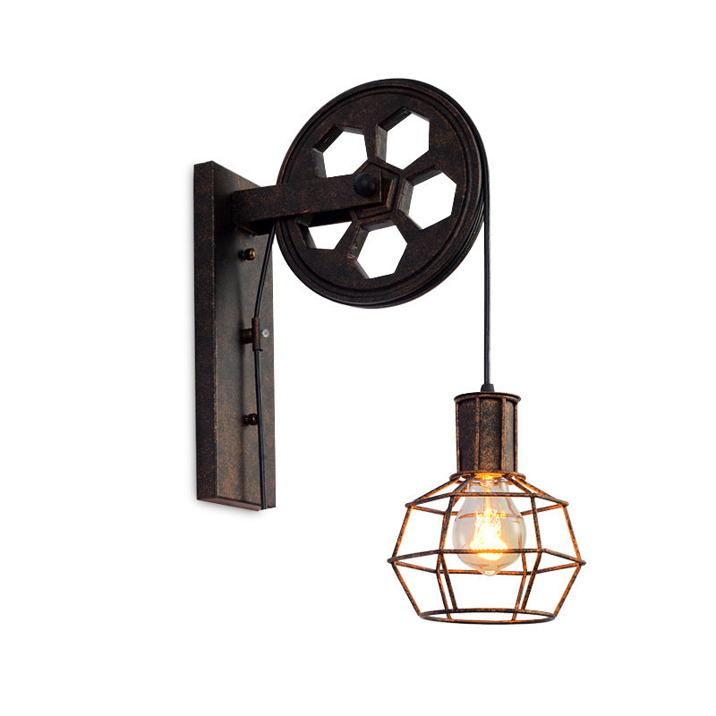 HEIKESZ 【One-year warranty, free shipping】LOFT Industrial Style Wall Lamp Restaurant and Cafe Leisure Bar Creative Pulley Lamp American Retro Bar Decoration Wall Lamp
