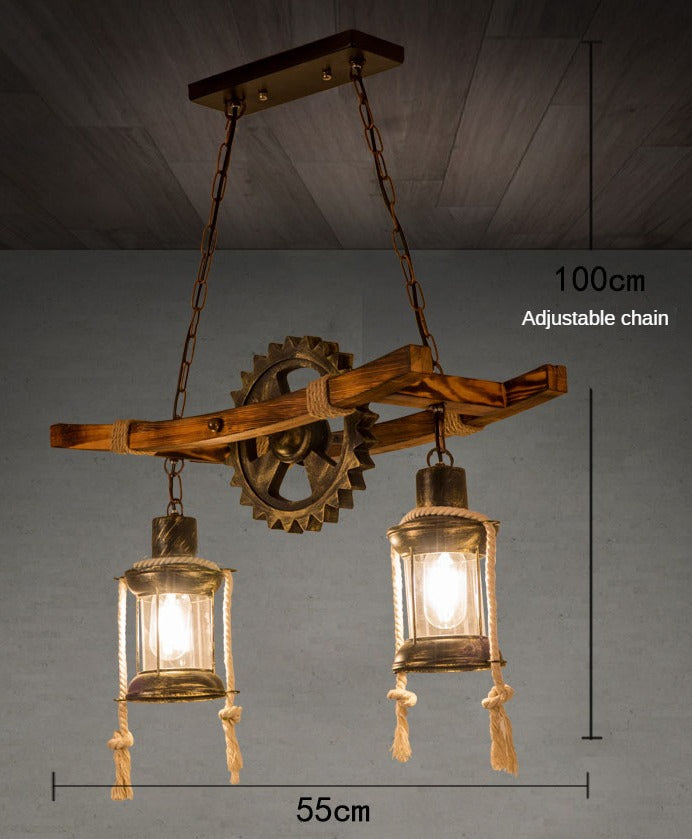 HEIKESZ American Retro Ceiling Light Living Room Dining Room Bedroom Bar Table Hot Pot Milk Tea Shop Creative Gear Industrial Style Chandelier LED Light for Bedroom Night Aesthetic Room Lamp