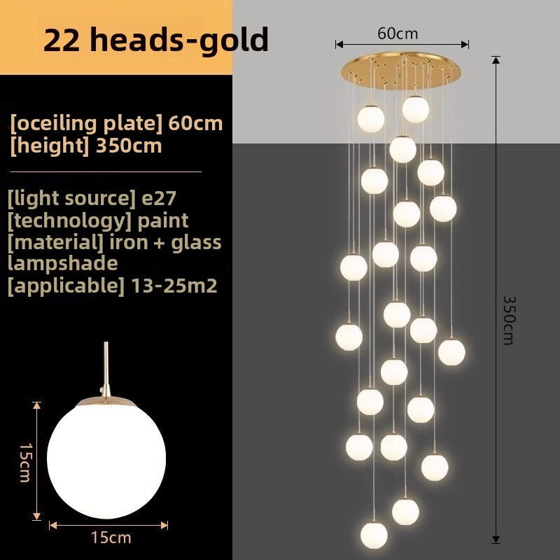 HEIKESZ Nordic modern simple revolving staircase long chandelier duplex building apartment high villa living room building middle floor chandelier lamp light fixtures for celling light