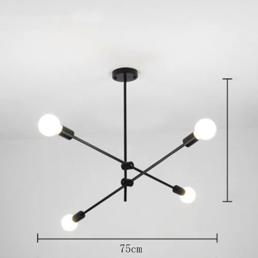 HEIKESZ Nordic Style Living Room Lamp Amazon Cross-Border American Golden Creative Dining Room Bedroom Study Led Wrought Iron Rod-Type Chandelier LED Light for Bedroom Night Aesthetic Room Lamp