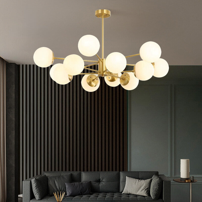 HEIKESZ All Copper Magic Beans Chandelier Modern Minimalist LED Ceiling Light for Living Room Bedroom Restaurant Nordic Hanging Lamp