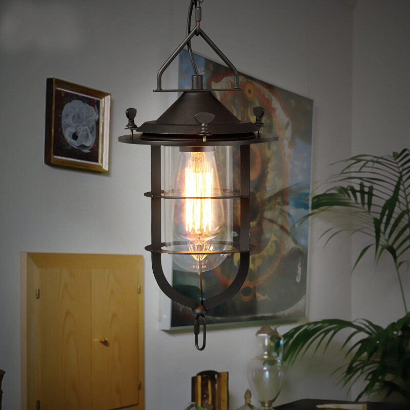 HEIKESZ American Industrial Style Retro Iron Art Chandelier Creative Restaurant Single-Head Droplight Birdcage Dock Chandelier Dining Chandelier american style retro outdoor indoor retro bedroom lamp american-style Industrial wind