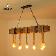 HEIKESZ American Retro Industrial Style Chandelier Creative Solid Wood Light Bar Restaurant Coffee Shop B & B Living Room Tea Room Light LED Light for Bedroom Night Aesthetic Room Lamp