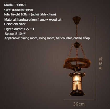 HEIKESZ American Retro Industrial Style Restaurant Coffee Shop Boat Wooden Chandelier Creative Bar Restaurant Box Nostalgic Wood Lamps LED Light for Bedroom Night Aestitic Room Lamp
