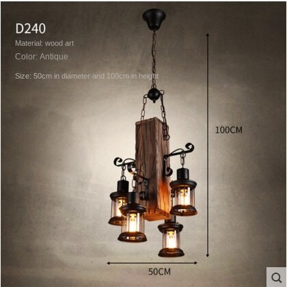 HEIKESZ 【One-year warranty, free shipping】American Retro Industrial Style Restaurant Coffee Shop Boat Wooden Decorative Chandelier Creative Bar Restaurant Box Nostalgic Lamps