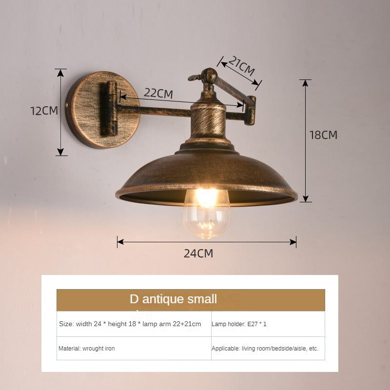 HEIKESZ In Chinese Antique Style Rocker Arm Wall Lamp Bedroom Bedside Lamp Retractable Folding Study Reading Lamp in the Living Room American Standard European Standard Wall Lamp