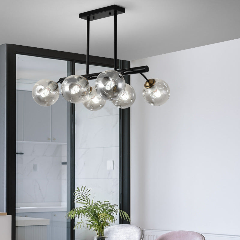 HEIKESZ Modern Long Dining Table Lamp Magic Bean Glass Chandelier Light Luxury Personality Living Room Study Bedroom Lighting