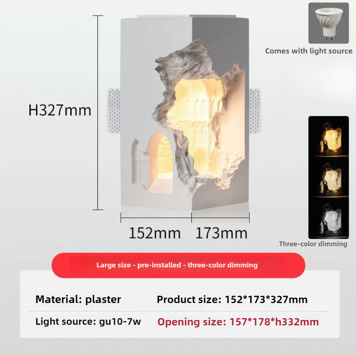 HEIKESZ Atlantis Gypsum Wall Light Built-in Corner LED Night Light Motion Sensor for Corridor Homestay Lighting