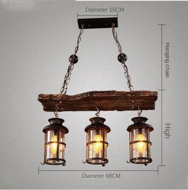 HEIKESZ 【One-year warranty, free shipping】American Retro Industrial Style Restaurant Coffee Shop Boat Wooden Decorative Chandelier Creative Bar Restaurant Box Nostalgic Lamps