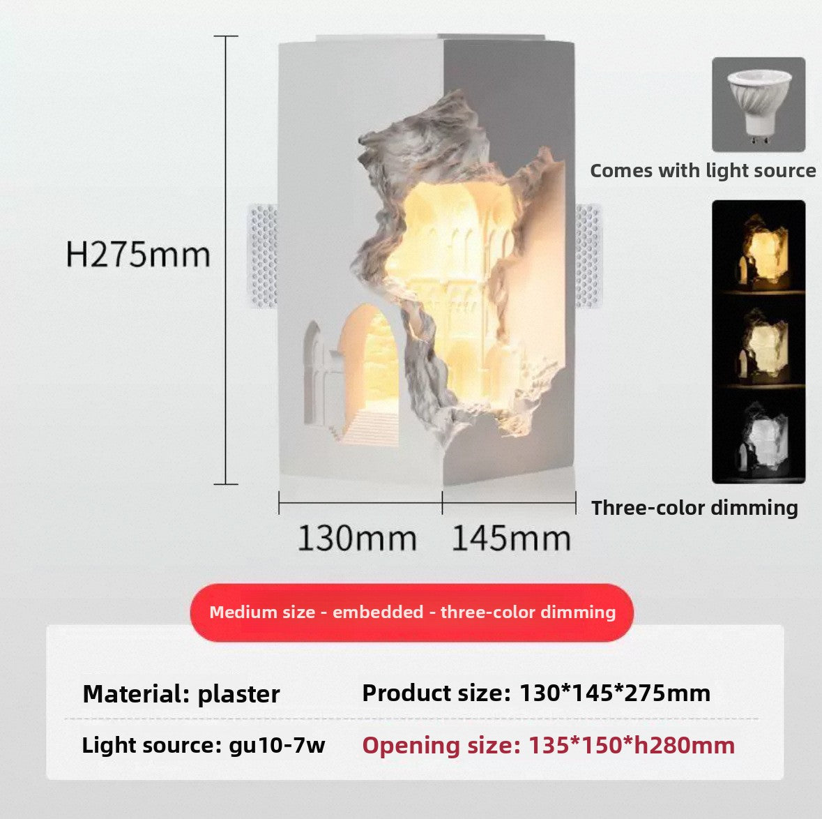 HEIKESZ Atlantis Gypsum Wall Light Built-in Corner LED Night Light Motion Sensor for Corridor Homestay Lighting