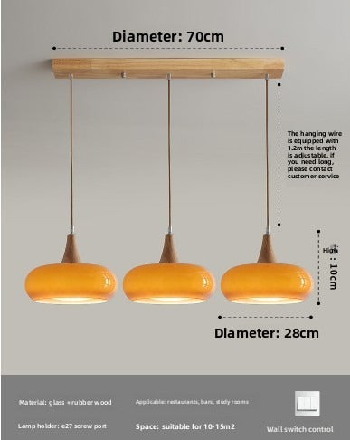 HEIKESZ Nordic creative persimmon chandelier retro Japanese Bauhaus restaurant bar chandelier simple study bedroom hanging lamp light fixtures for celling lights