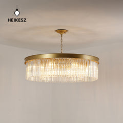 HEIKESZ Amazon cross-border American living room dining room bedroom round crystal chandelier atmosphere modern simple Zhongshan lighting lamp lighting fixtures for celling lighting