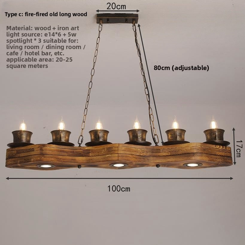 Vintage Industrial Wood Ceiling Light American Style for Living Rooms Cafe Hotel Lobby Creative Lighting